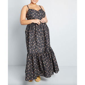 Modcloth Navy Rainbows In Your Nature Sweetheart A-Line Maxi Dress Size 1X